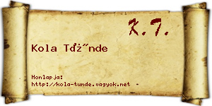 Kola Tünde névjegykártya